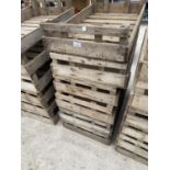 FIVE VINTAGE WOODEN POTATO SPRITTING BOXES