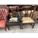 TWO VICTORIAN PIERCED BACK ARMCHAIRS