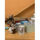 A MIXED COLLECTION OF ITEMS TO INCLUDE COMMEMORATIVE EPHEMERA AND CERAMICS, STEINS, AND TWELVE