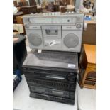 A QUANTITY TO INCLUDE SANYO STEREO SYSTEM, AMPLIFIER, SPEAKERS ETC.