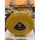 A YELLOW LOTUS PETROL CAN