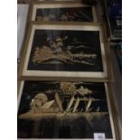 THREE FRAMED CHINESE SILK PICTURES