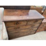 A GEORGIAN CROSSBANDED MAHOGANY CHEST OF TWO SHORT AND THREE LONG DRAWERS