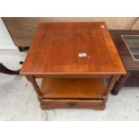 A MODERN SMALL SQUARE MAHOGANY OCCASIONAL TABLE