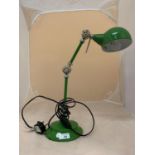 A VINTAGE STYLE ANGLE POISE GREEN DESK LAMP