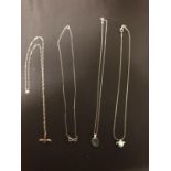 FOUR SILVER NECKLACES