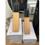SEVEN NEW AND BOXED WOODEN KNIFE BLOCKS
