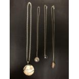 FOUR SILVER NECKLACES