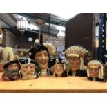 A SERIES OF ROYAL DOULTON TOBY JUGS TO INCLUDE FALSTAFF, VIKING, ATHOS, LONG JOHN SILVER AND TWO