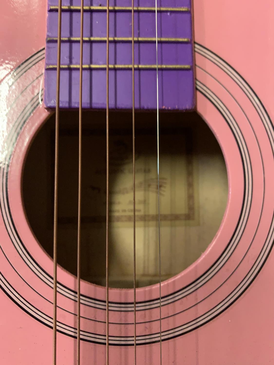 A PINK AND PURPLE ACOUSTIC GUITAR - Image 2 of 2