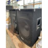 A PAIR OF LARGE SOUND LAB SPEAKERS - COVER A/F ON ONE