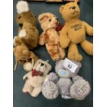 SIX MINI TEDDY BEARS TO INCLUDE A 'CHARLIE BEAR'