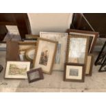 VARIOUS FRAMED PICTURES AND MIRRORS