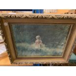 A GILT FRAMED PICTURE OF A GIRL IN THE FIELDS BY A SCHRING