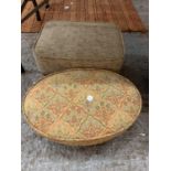 TWO UPHOLSTERED FOOTSTOOLS