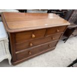 A VICTORIAN MAHOGANY CHEST OF TWO SHORT AND TWO KONG DRAWERS