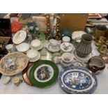 A LARGE COLLECTION OF VARIOUS CERAMICS, BRASSWARE ETC