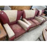 A RETRO 1950'S SOFA AND TWO MATCHING ARMCHAIRS