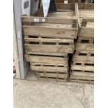 FIVE VINTAGE WOODEN POTATO SPRITTING BOXES