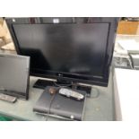 AN LG TELEVISION AND SKY BOX WITH REMOTE CONTROL