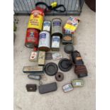 A QUANTITY OF COLLECTABLE HARDWARE TINS - SOME WITH CONTENTS