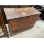 A MAHOGANY CHEST OF TWO SHORT AND TWO LONG DRAWERS