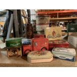 A COLLECTION OF VINTAGE TINS TO INCLUDE ZIPPO, MARS, QUALITY STREET ETC