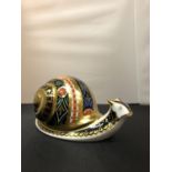 A ROYAL CROWN DERBY GARDEN SNAIL LIMITED EDITION WITH GOLD STOPPER
