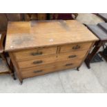 A VICTORIAN SATINWOOD CHEST OF TWO SHORT AND THREE LONG DRAWERS