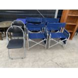 SIX FOLDING CAMPING CHAIRS AND A TABLE