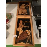 TWO FRAMED MARQUETRY PICTURES