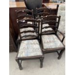 FOUR LADDER-BACK DINING CHAIRS