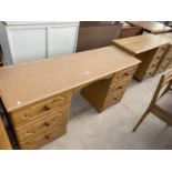 TWO PINE EFFECT DRESSING TABLES AND THREE SMALL CHESTS OF DRAWERS