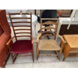 TWO OAK ROCKING CHAIRS