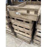 FIVE VINTAGE WOODEN POTATO SPRITTING BOXES