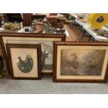 THREE FRAMED PICTURES OF COUNTRY SCENES