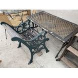 A METAL GARDEN TABLE AND CHAIR