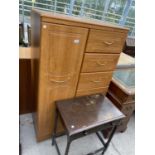 A SMALL MODERN ALSTONS WARDROBE AND AN OAK OCCASIONAL TABLE