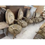 A NINETEENTH CENTURY GILDED SOFA AND FOUR MATCHING ARM CHAIRS (FOR RESTORATION)