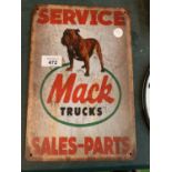 A METAL VINTAGE STYLE MACK TRUCKS SALE PARTS SERVICE SIGN 20 X 30CM