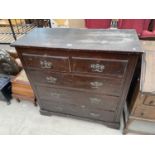 A VICTORIAN PAINTED CHEST OF TWO SHORT AND THREE LONG DRAWERS