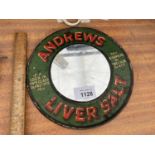 A VINTAGE ANDREWS LIVER SALTS MIRROR - CIRCA 18 CM