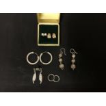 SIX PAIRS OF SILVER EARRINGS