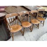 A SET OF FOUR ETHAN/ALLEN ELM KITCHEN CHAIRS