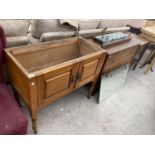A SATINWOOD WASHSTAND BASE, OAK DRESSING TABLE AND OAK TV TABLE