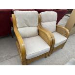 TWO WICKER CONSERVATORY ARMCHAIRS