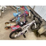 TWO CHILD'S BICYCLES AND TWO SCOOTERS