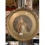 AN ORNATE GILT FRAMED CIRCULAR PICTURE OF A YOUNG QUEEN VICTORIA