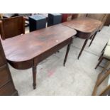 TWO NINETEENTH CENTURY MAHOGANY D-END TABLES