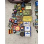 A QUANTITY OF COLLECTABLE HARDWARE TINS - SOME WITH CONTENTS